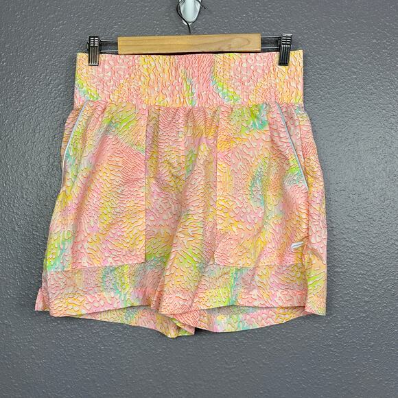 Fabletics Leopard Print Ultra High Waisted Piped Nylon Shorts Size Medium - Picture 1 of 7